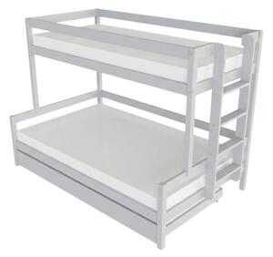 Patrová postel LUCKY s bočním žebříkem 90x200, 120x200 cm - Světle šedá, Zvolte šuplík: Přistýlka 90x190 cm, Zvolte stranu: Vpravo