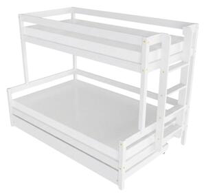 Patrová postel LUCKY s bočním žebříkem 90x200, 120x200 cm - Bílá, Zvolte šuplík: Přistýlka 90x190 cm, Zvolte stranu: Vpravo