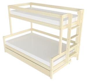 Patrová postel LUCKY s bočním žebříkem 90x200, 120x200 cm - Nelakovaná, Zvolte šuplík: Přistýlka 90x190 cm, Zvolte stranu: Vpravo