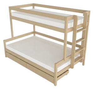 Patrová postel LUCKY s bočním žebříkem 90x200, 120x200 cm - Béžová, Zvolte šuplík: Dvojitý úložný šuplík, Zvolte stranu: Vpravo