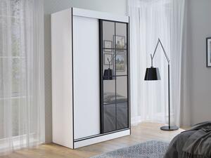 Šatní skříň s posuvnými dveřmi Birelto II 120 2D, Barva: bílá / bílá + černá Mirjan24 5903211158339