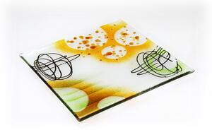 BDK-GLASS Čtvercový skleněný talíř ART 25x25cm