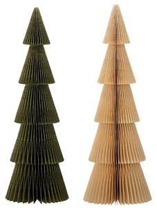 Bloomingville, Papírové vánoční stromky Milan 2 ks | béžová. zelená