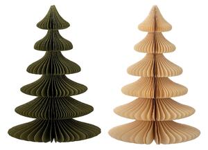Bloomingville, Papírové vánoční stromky Milan 2 ks | zelená, béžová