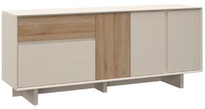 Marckeric Béžová komoda Carpi 180 x 45 cm s dubovým dekorem