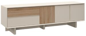 Marckeric Béžový TV stolek Carpi 180 x 45 cm s dubovým dekorem