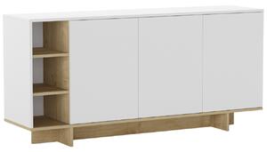 Marckeric Bílá lakovaná komoda Cequoia 170 x 40 cm s dubovým dekorem