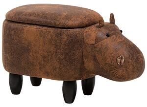 Zvířecí stolička s úložným prostorem HIPPO Hroch Umělá kůže Hnědá