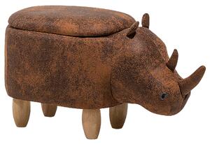 Zvířecí stolička s úložným prostorem RHINO Nosorožec Umělá kůže Světle hnědá