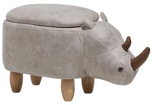 Zvířecí stolička s úložným prostorem RHINO Nosorožec Umělá kůže Světle šedá