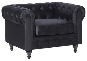 Křeslo CHESTERFIELD Umělý samet Černá