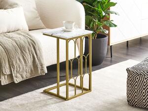 Odkládací stolek s mramorovým efektem bílý/zlatý PANDALE