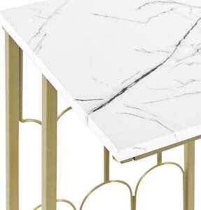 Odkládací stolek s mramorovým efektem bílý/zlatý PANDALE