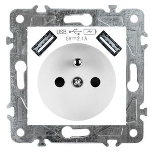 Elhard Zásuvka + 2x USB Royal, bílá YK2190W