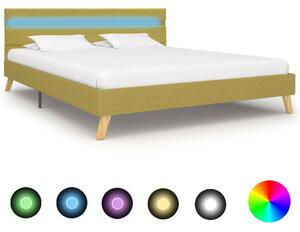 Rám postele s LED světlem zelený textil 140 x 200 cm