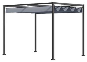OUTSUNNY Volně stojící kovová pergola se stahovací plátěnou střechou 400 x 300 cm šedá
