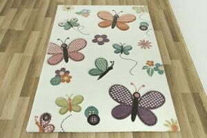 Dětský koberec Diamond Motýli krémový