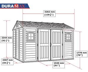 Zahradní domek Duramax APEX 7,6 m² Vinyl + podlahová konstrukce (model 30216 -10,5x8´)