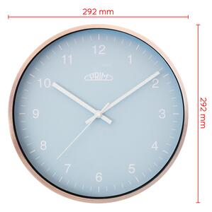 Designové kovové hodiny světle modré/rose gold Nástěnné hodiny PRIM Matt Gloss - A