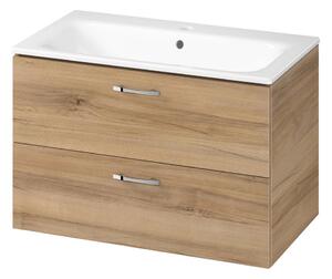Cersanit S801-539 - Závěsná koupelnová skříňka s umyvadlem NIKO 80x45 cm ořech
