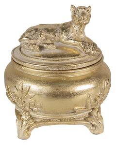 Zlatá antik dekorační šperkovnice Leopard - Ø 13*14 cm