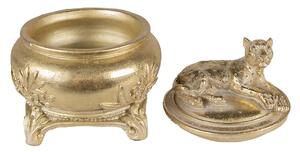 Zlatá antik dekorační šperkovnice Leopard - Ø 13*14 cm