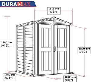 Zahradní plastový domek YardMate Plus 5'x5', 2,8 m² - šedý/antracit + podlahová konstrukce DURAMAX 3