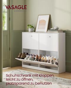 VASAGLE Výklopný botník se 4 přihrádkami 106 x 83 x 24 cm bílá