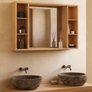 Teaková koupelnová zrcadlová skříňka Kave Home Kenta 65 x 100 cm