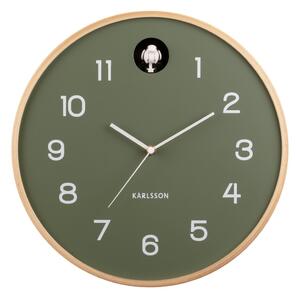 Nástěnné hodiny s kukačkou Natural Cuckoo 31,5 cm zelená Karlsson (Barva-zelená)