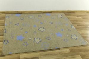 Dětský koberec Stars Pastelové hvězdičky, béžový / modrý