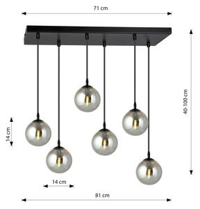 Lustr na lanku COSMO 6xE14/10W/230V černá/šedá