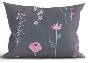 MK Lůžkoviny Bavlněný povlak na polštář Renforcé 40 x 60 cm - Vlčí máky tmavě šedé