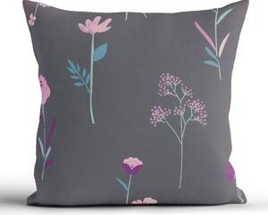 MK Lůžkoviny Bavlněný povlak na polštář Renforcé 40 x 40 cm - Vlčí máky tmavě šedé