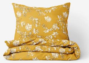Goldea luxusní povlečení z bavlněného saténu - lilie na hořčicovém 140 x 200 a 70 x 90 cm
