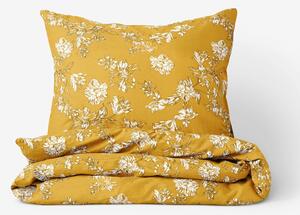 Goldea luxusní povlečení z bavlněného saténu - lilie na hořčicovém 140 x 220 a 70 x 90 cm