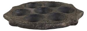Černý antik kamenný svícen na malé svíčky Grimaud Unit - Ø 25*2,5 cm - Chic Antique