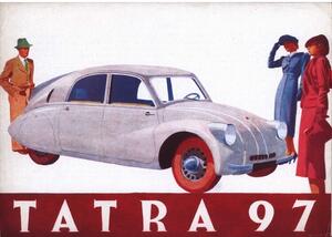 Auto Tatra 97 - ceduľa 29cm x 20cm Plechová tabuľa