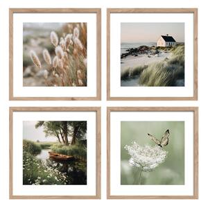 Tištěné obrazy v sadě 4 ks s rámem 30x30 cm Subtle Nature – Styler
