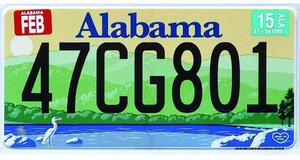 Ceduľa značka Alabama 47CG801 30,5cm x 15,5cm Plechová tabuľa