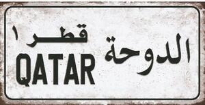 Ceduľa značka Qatar 30,5cm x 15,5cm Plechová tabuľa