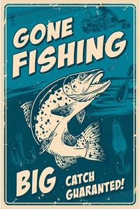Ceduľa Fishing - Big Catch Guaranted ! Vintage style 30cm x 20cm Plechová tabuľa