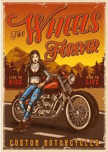 Ceduľa Motorcycles - Wheeles Forever Vintage style 30cm x 20cm Plechová tabuľa