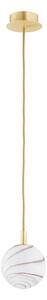 Argon 8450 - Lustr na lanku ALMIROS 1xE14/7W/230V pr. 12 cm alabastr zlatá