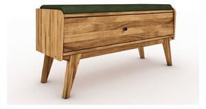 Lavice s úložným prostorem z dubového dřeva se zeleným sedákem Retro - The Beds