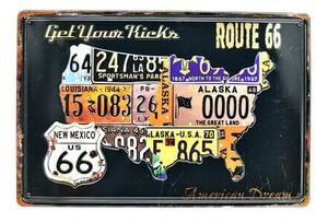 Ceduľa Get Your Kucks Route 66 Vintage style 30cm x 20cm Plechová tabuľa