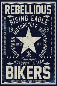Ceduľa Rebellious Bikers Vintage style 30cm x 20cm Plechová tabuľa