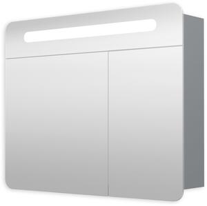 Zrcadlová skříň 80 cm,2 dveře,2x pant,LED osvětlení, zásuvka+vypínač, IP44 GALPIR80LED