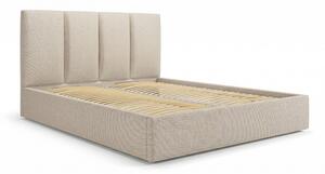 Béžová čalouněná dvoulůžková postel s úložným prostorem s roštem 180x200 cm Juniper – Mazzini Beds