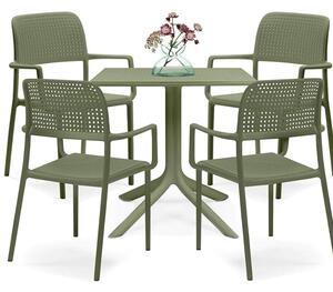 Nardi Zelená plastová zahradní židle Bora s područkami